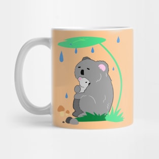 Resting koalas in rainy day Mug